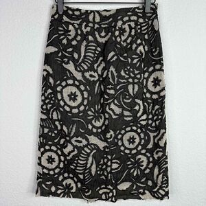 Diane Von Furstenberg Skirt Womens Size 4‎ Black Floral Lace Silk Blend Pencil